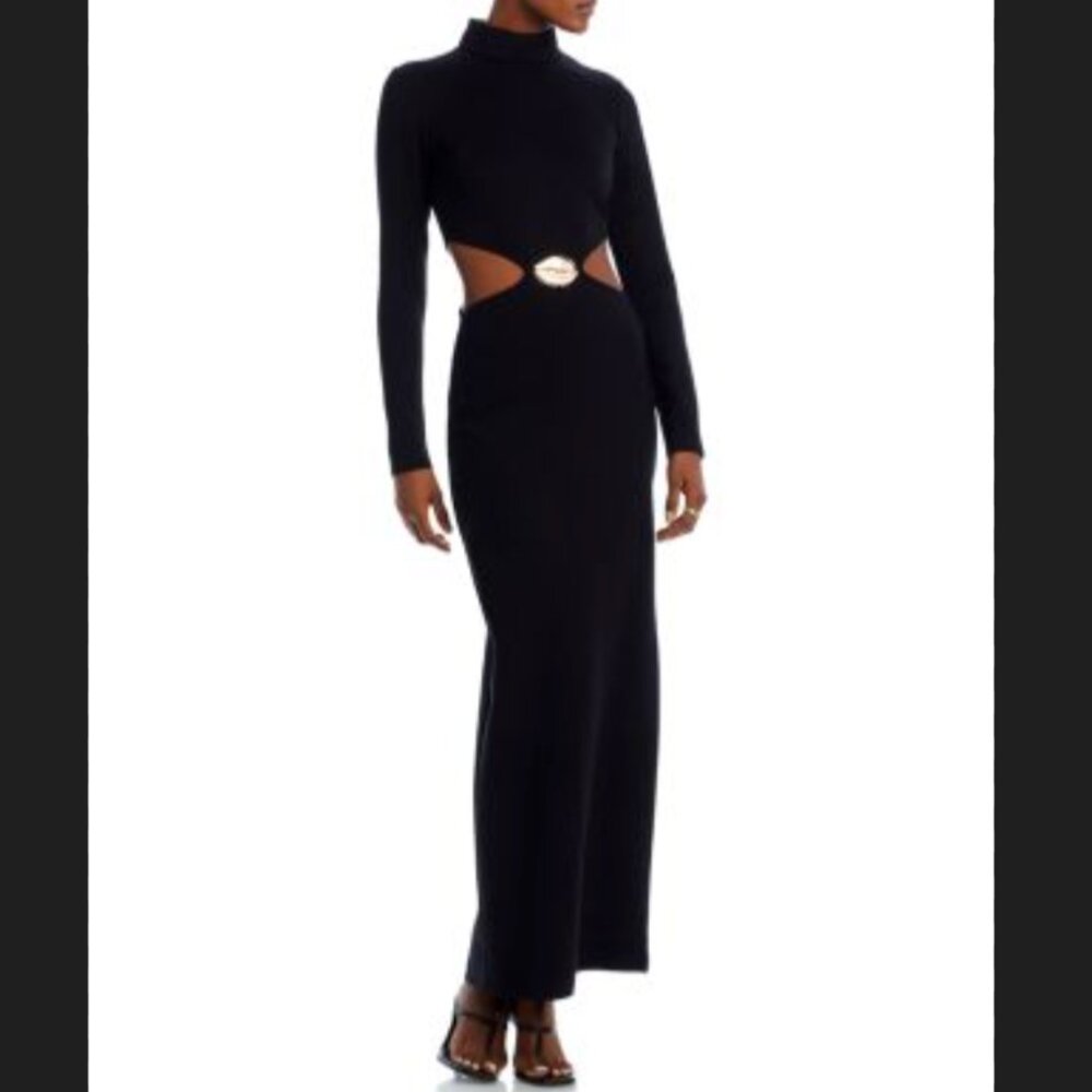 NWT Staud Arlette Cutout Dress Black Gold Hardware Stunning Elegant Unique M